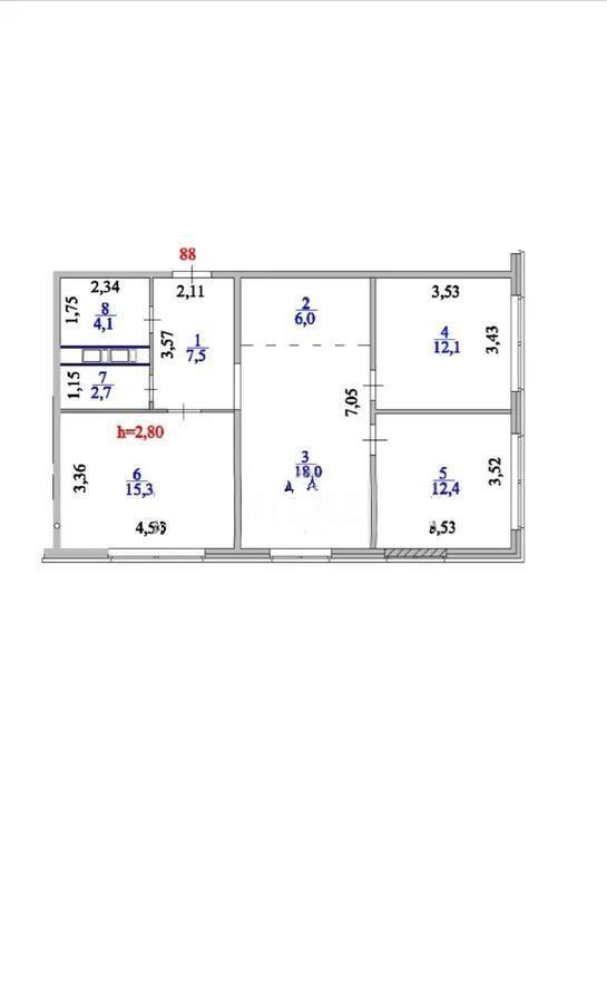 Продажа 4-комнатной квартиры, 78.1 м², ул. Байтурсынова, дом  4/1 в Астане