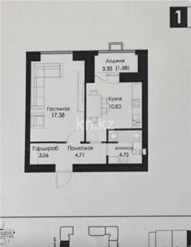 Продажа 1-комнатной квартиры, 41.41 м² в Астане