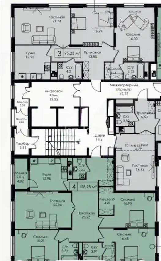 Продажа 4-комнатной квартиры, 129 м², пр. Улы Дала, дом  29/1 в Астане