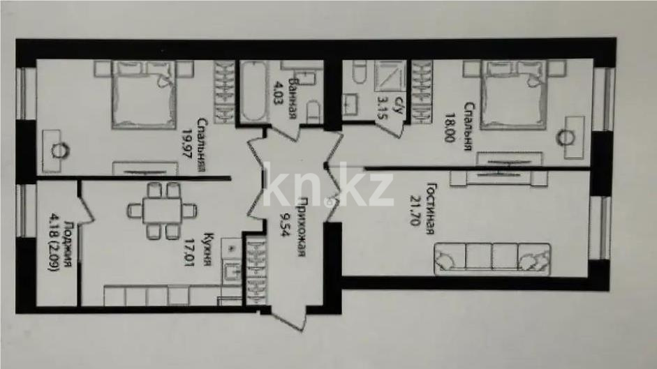 Продажа 3-комнатной квартиры, 95.6 м² в Астане