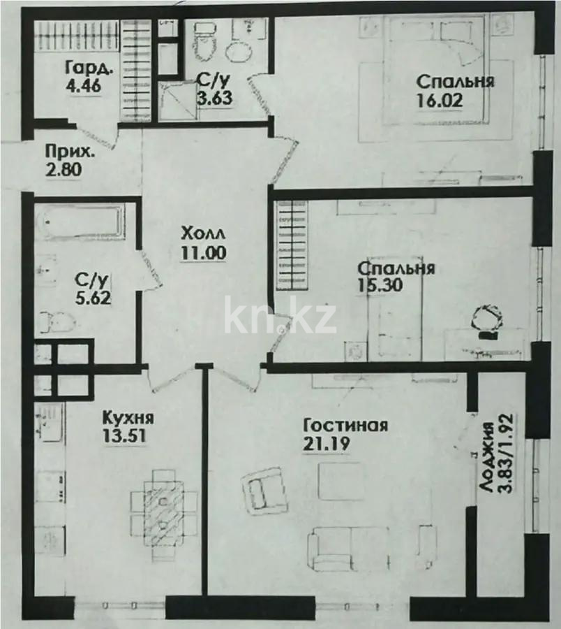 Продажа 3-комнатной квартиры, 95 м² в Алматы