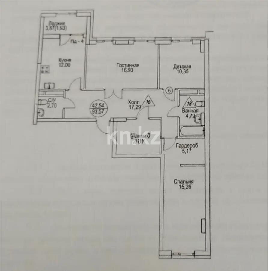 Продажа 3-комнатной квартиры, 93.57 м² в Астане