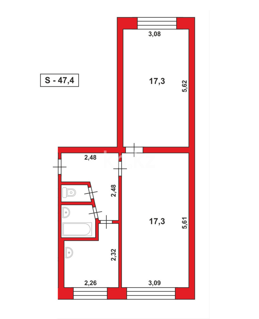 Продажа 2-комнатной квартиры, 45 м², мкр-н 23 в Караганде - фото 14