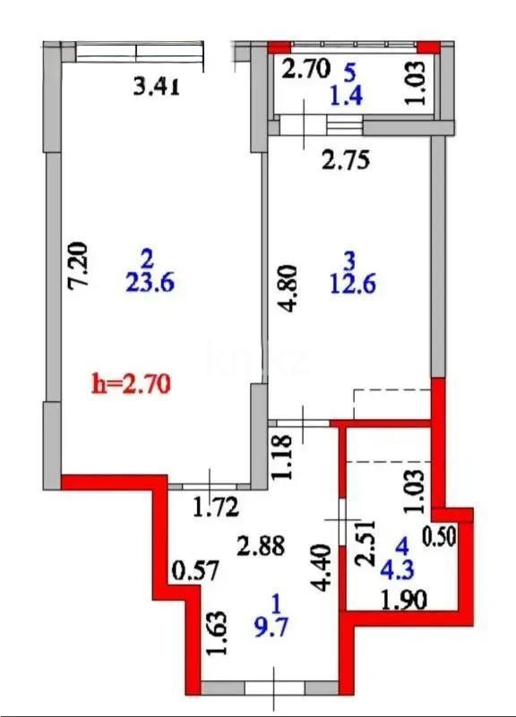 Продажа 2-комнатной квартиры, 51.3 м², пр. Тауелсыздык, дом  25 в Астане - фото 3