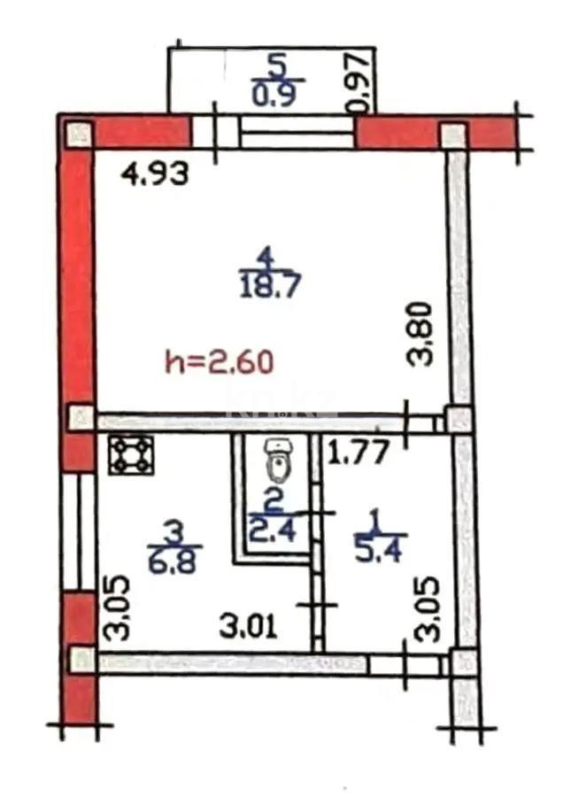 Продажа 1-комнатной квартиры, 34.2 м², ул. Жандосова, дом  59Б в Алматы