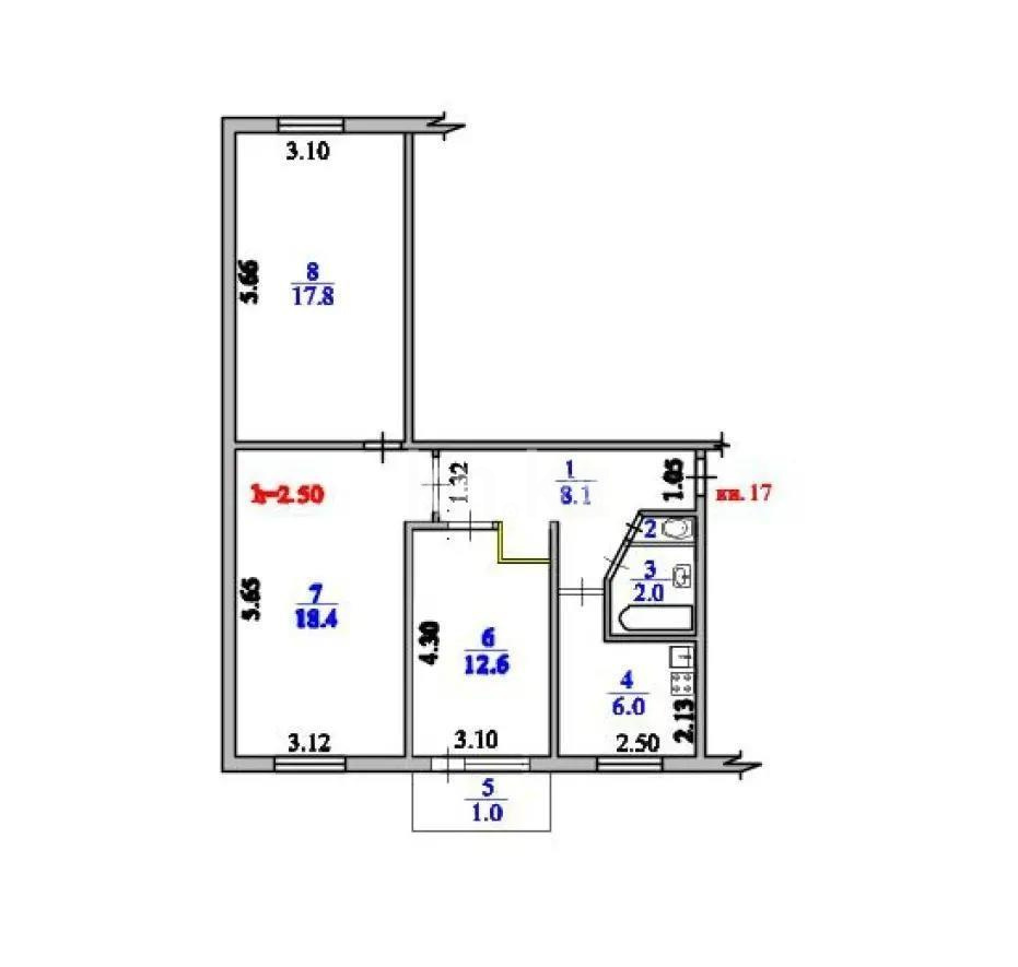 Продажа 3-комнатной квартиры, 66.9 м², мкр-н Аксай-2, дом  2/1 в Алматы