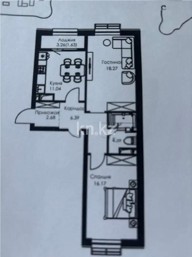 Продажа 2-комнатной квартиры, 60.57 м² в Алматы