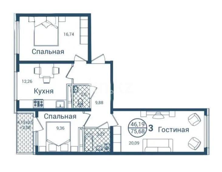 Продажа 3-комнатной квартиры, 75 м² в Алматы - фото 5
