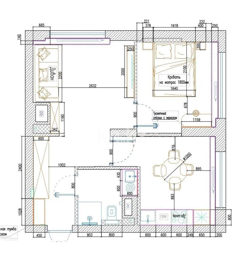 Продажа 2-комнатной квартиры, 45 м² в Астане
