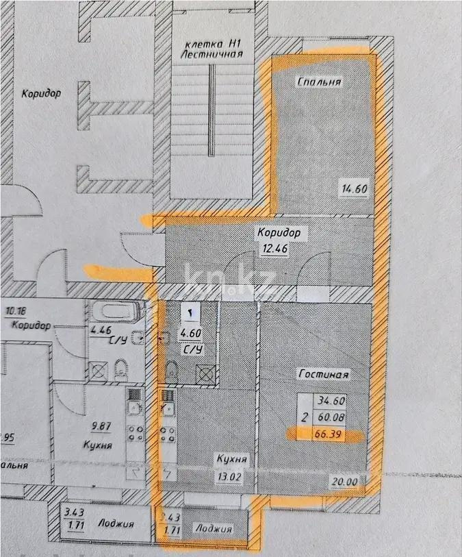 Продажа 2-комнатной квартиры, 66.79 м², ул. Тынышбайулы, дом  6 стр в Астане