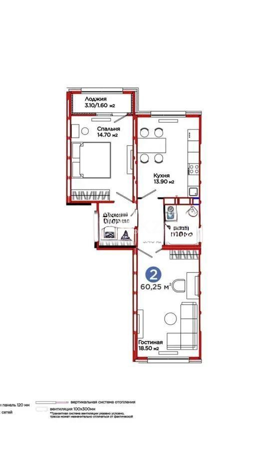 Продажа 2-комнатной квартиры, 61 м², ул. Е-103, дом  5 в Астане