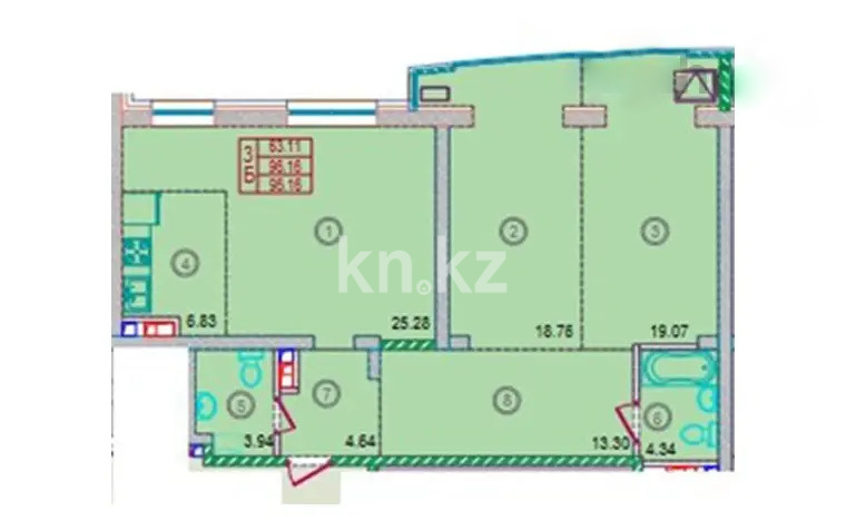 Продажа 3-комнатной квартиры, 93 м² в Алматы - фото 2
