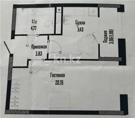 Продажа 2-комнатной квартиры, 40.16 м² в Астане