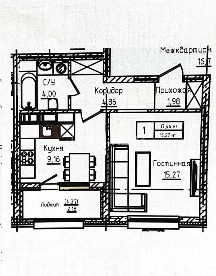 Продажа 1-комнатной квартиры, 37.46 м² в Астане