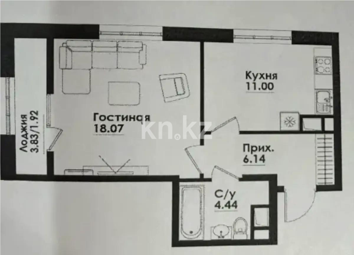 Продажа 2-комнатной квартиры, 42 м² в Алматы