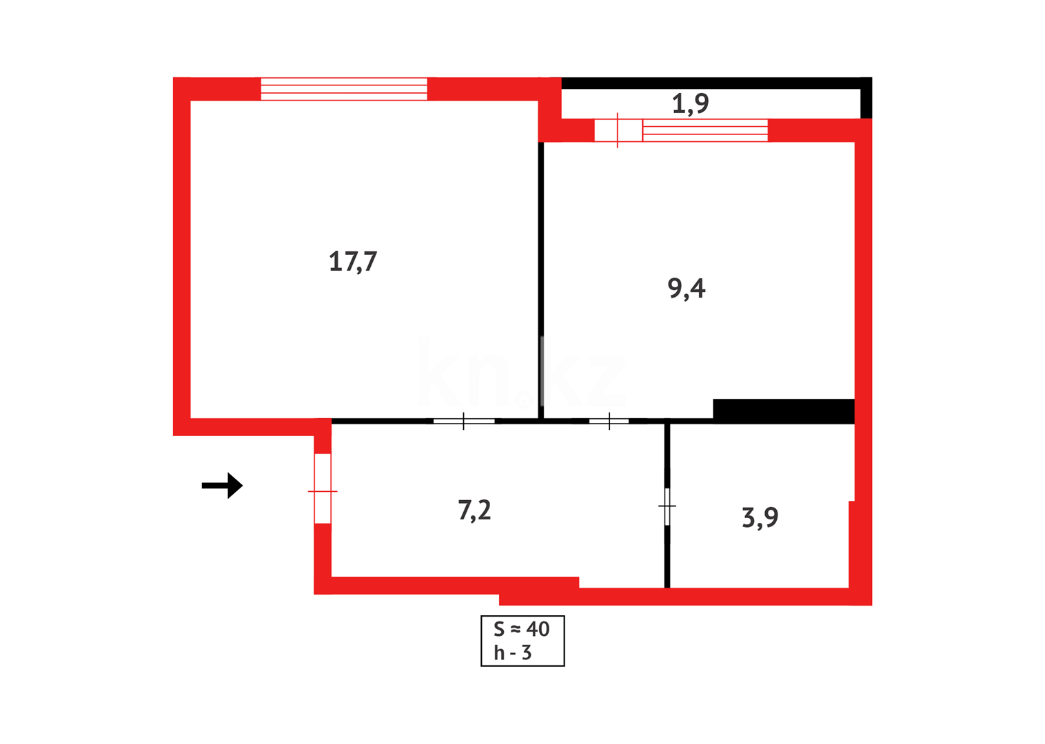 Продажа 1-комнатной квартиры, 40.1 м² в Астане - фото 10