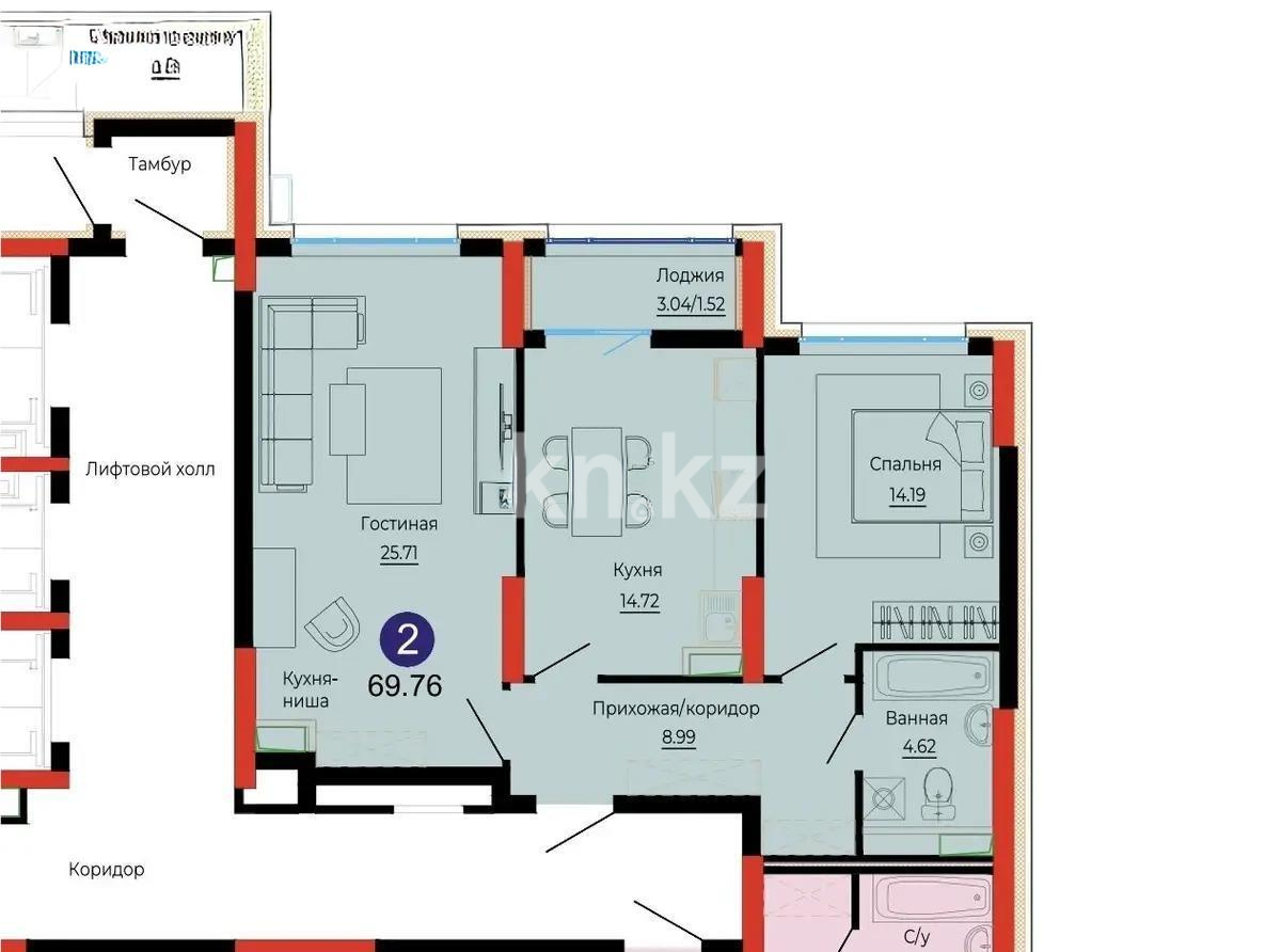 Продажа 3-комнатной квартиры, 70 м² в Астане