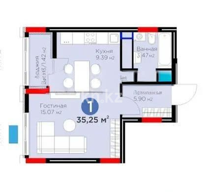 Продажа 1-комнатной квартиры, 35.2 м² в Астане