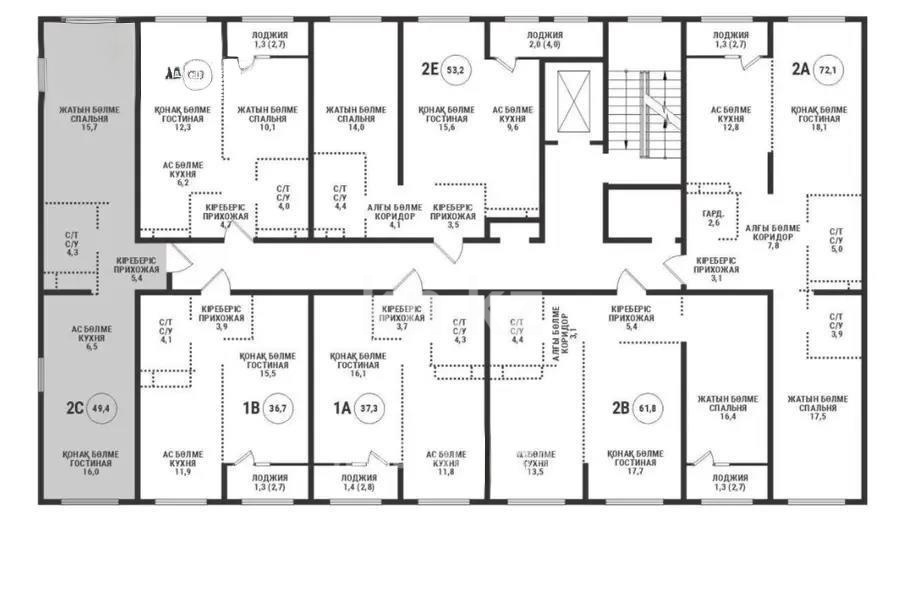 Продажа 2-комнатной квартиры, 49.7 м² в Алматы