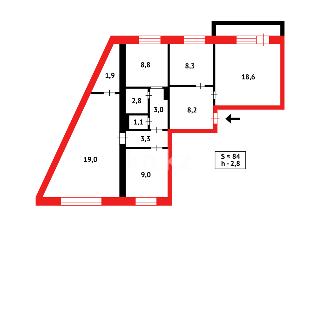 Продажа 4-комнатной квартиры, 81 м², мкр-н Степной-3 в Караганде - фото 12