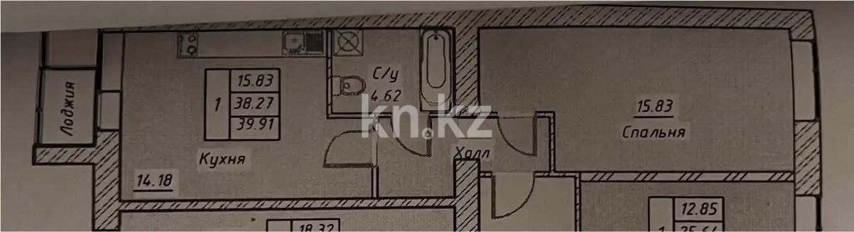 Продажа 1-комнатной квартиры, 39.91 м², ул. Тынышбайулы, дом  6 стр в Астане
