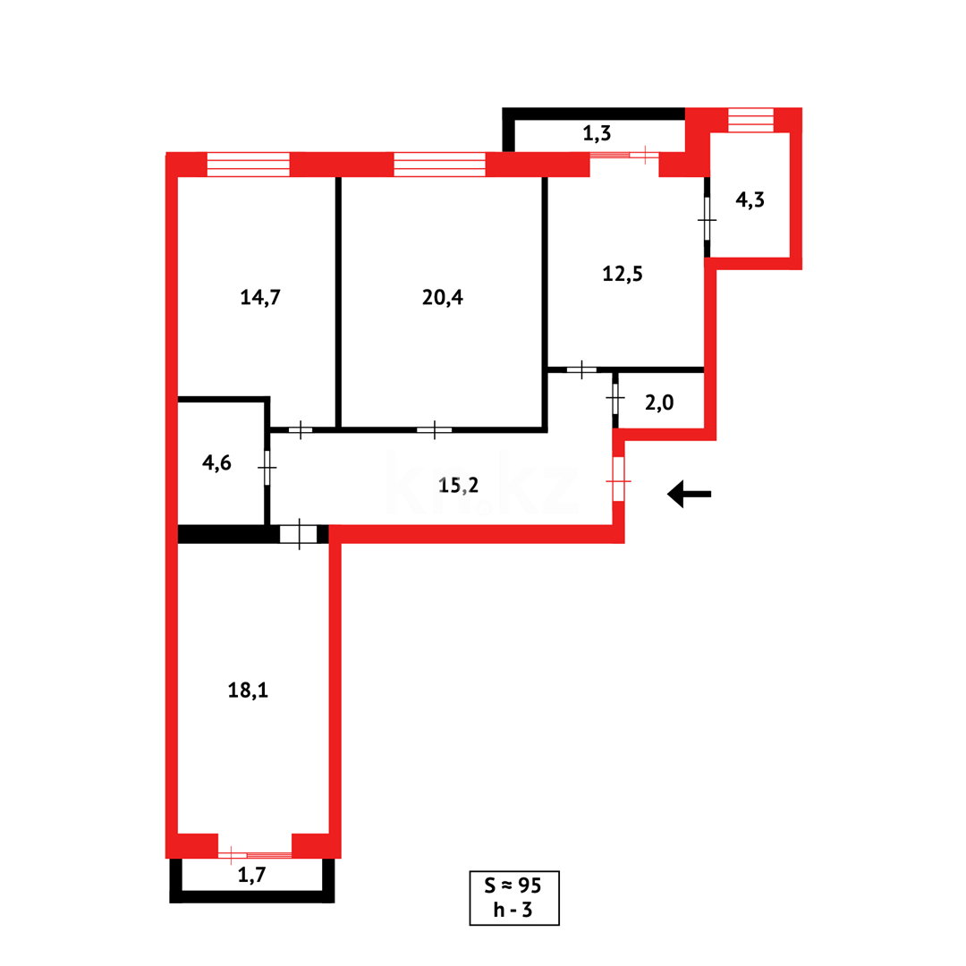 Продажа 3-комнатной квартиры, 94 м² в Караганде - фото 4