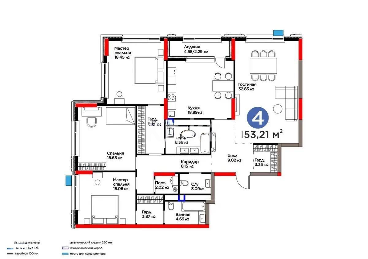 Продажа 4-комнатной квартиры, 153.28 м², ул. Бухар жырау, дом  26 стр в Астане
