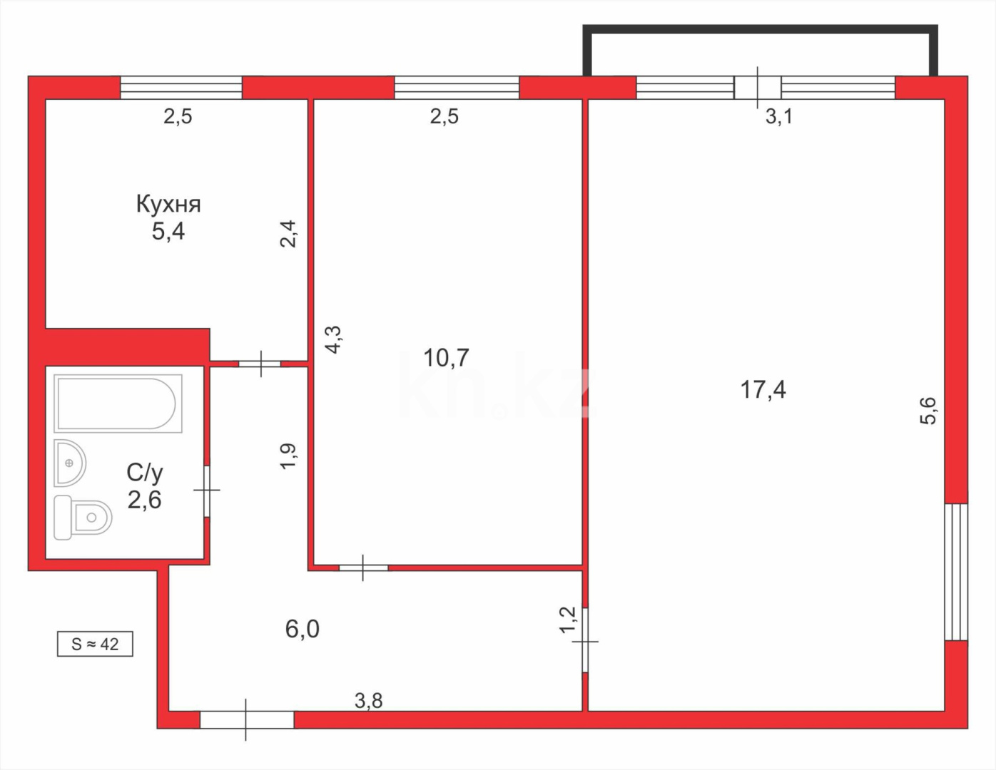 Продажа 2-комнатной квартиры, 41 м² в Караганде - фото 9