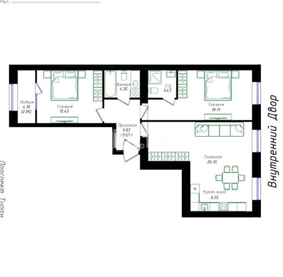 Продажа 3-комнатной квартиры, 84.5 м² в Астане