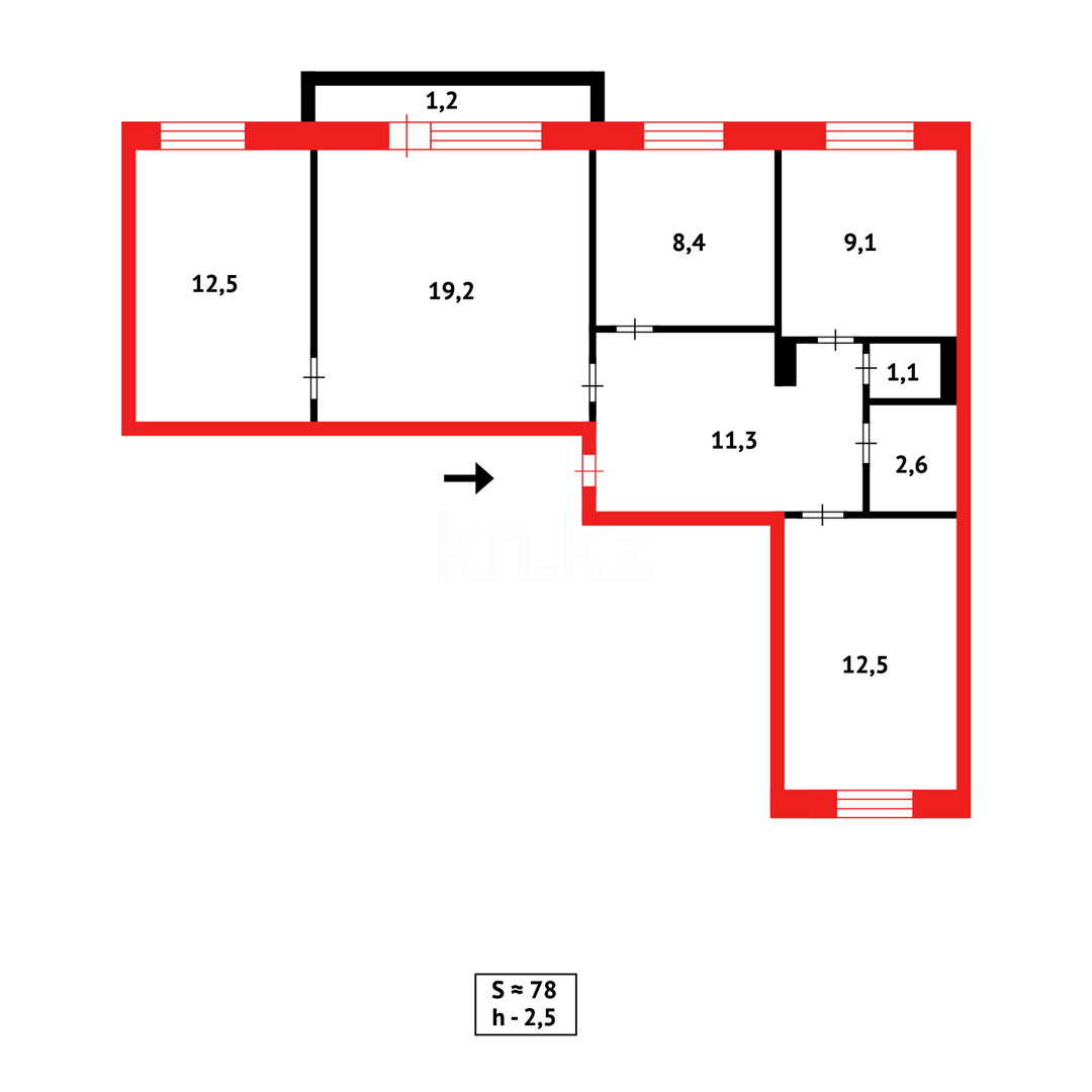 Продажа 4-комнатной квартиры, 78 м², ул. Белинского в Караганде - фото 16