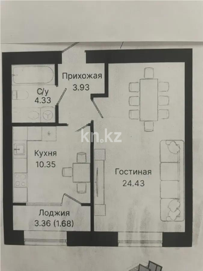 Продажа 1-комнатной квартиры, 44.72 м², ул. Панфилова, дом  85 в Астане
