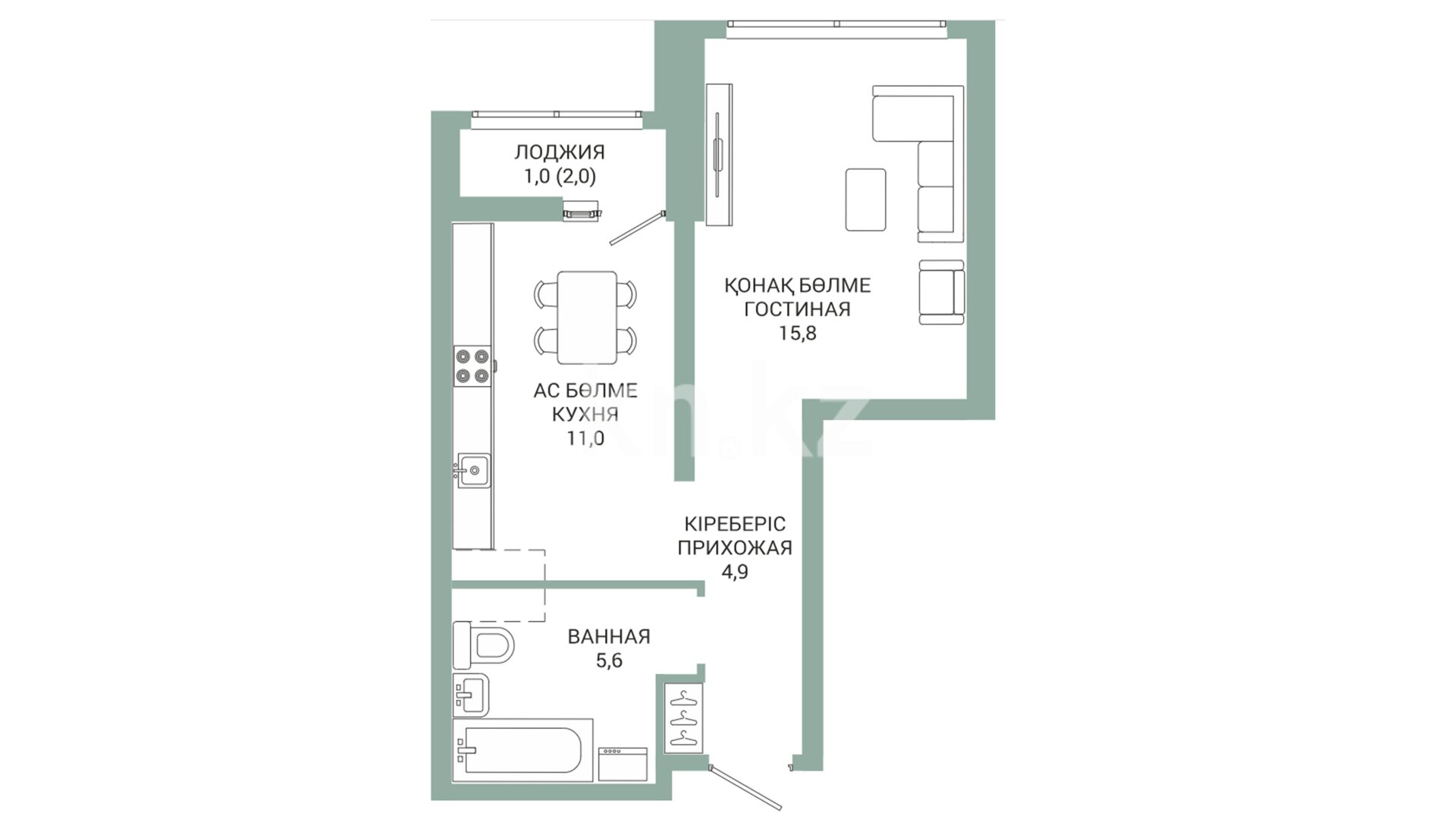 ЖК Fortis, 1-комнатная, цена 21 831 000 ₸, 570 000 ₸&nbsp;/&nbsp;м²