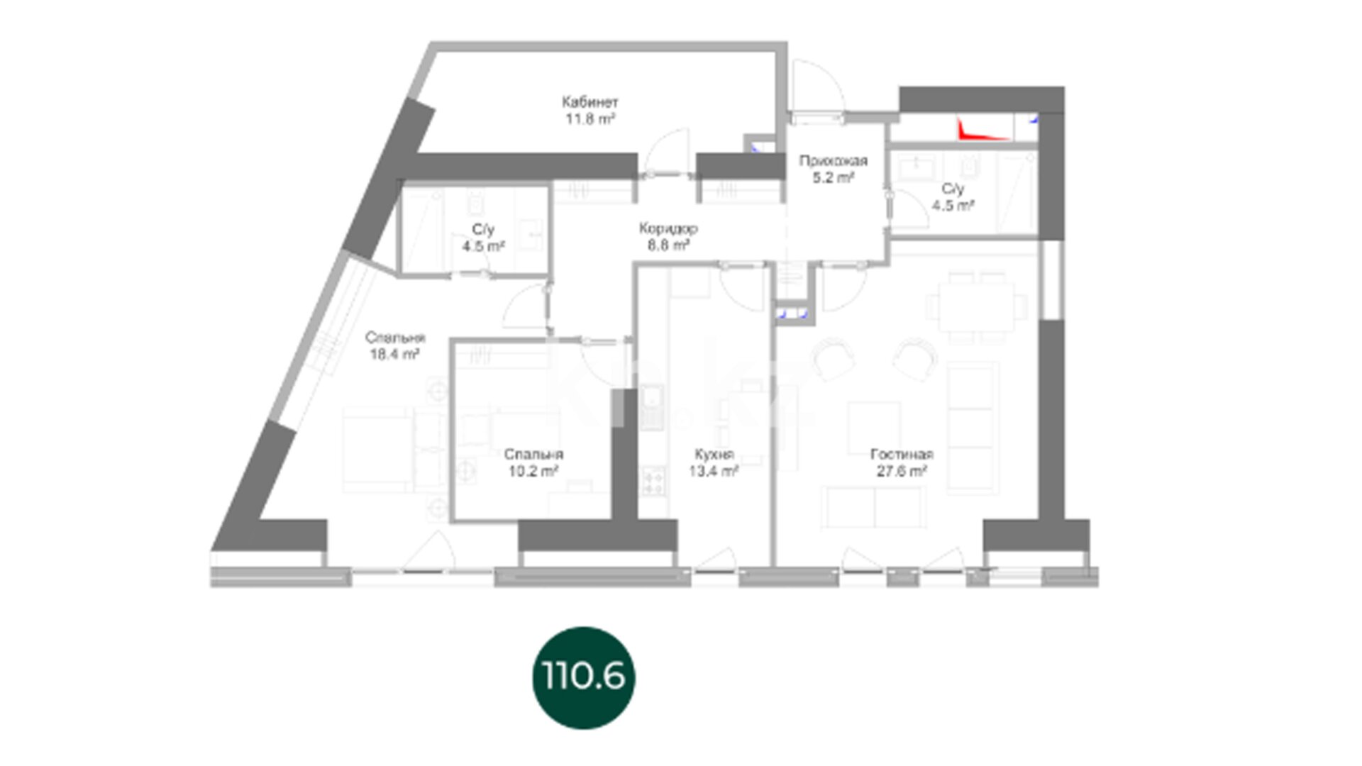 ЖК Rams Saiahat, 4-комнатная, цена 96 437 805 ₸, 871 952 ₸&nbsp;/&nbsp;м²