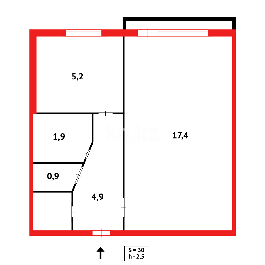 Продажа 1-комнатной квартиры, 30 м², мкр-н 7-й в Темиртау - фото 8