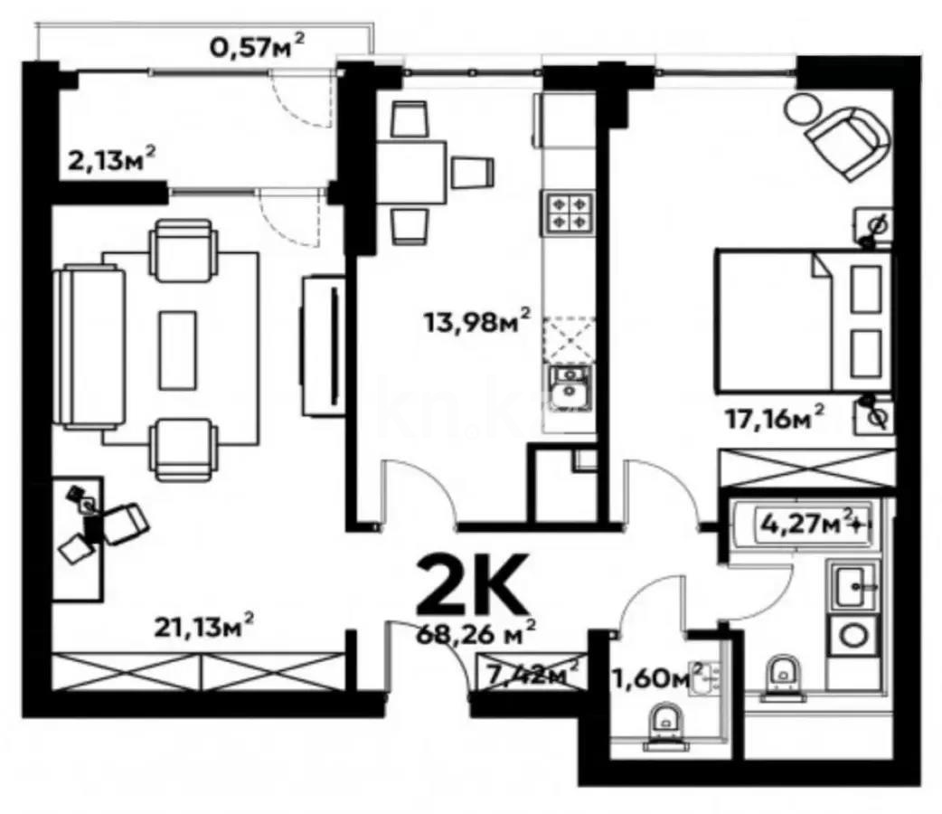 Продажа 2-комнатной квартиры, 66.5 м² в Алматы - фото 9