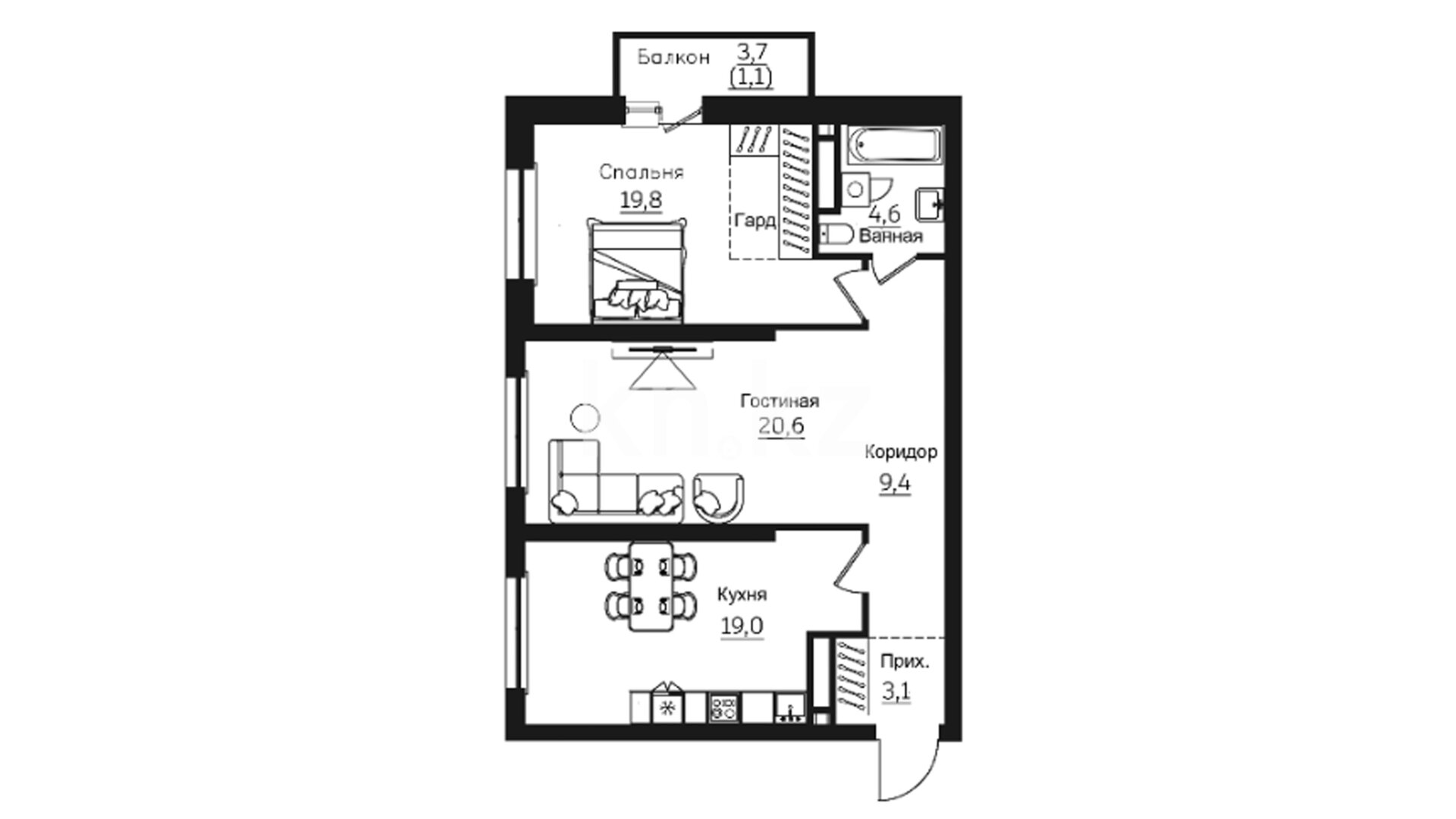 ЖК Mangilik, 3-комнатная, цена 68 441 000 ₸, 890 000 ₸&nbsp;/&nbsp;м²