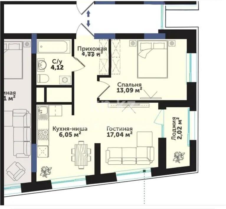 Продажа 2-комнатной квартиры, 47 м² в Астане