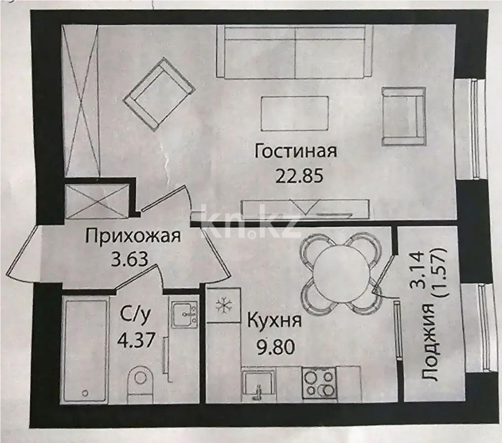 Продажа 1-комнатной квартиры, 42.1 м², ул. Е-15, дом  16 в Астане