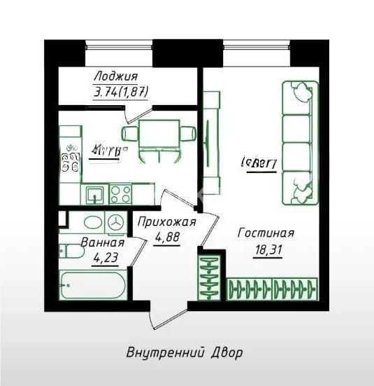 Продажа 1-комнатной квартиры, 38.6 м² в Астане - фото 5