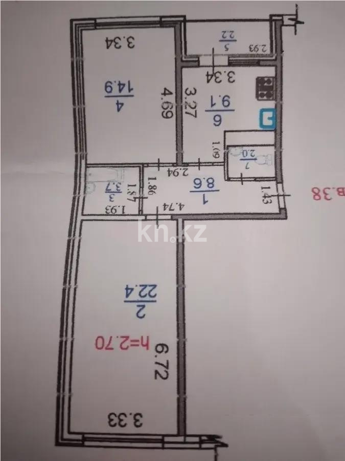 Продажа 2-комнатной квартиры, 62.9 м² в Алматы - фото 7