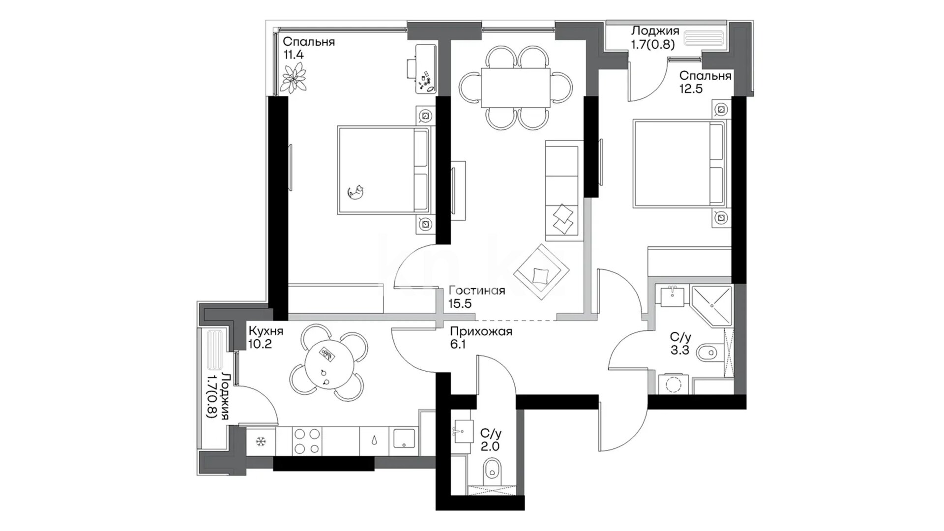 ЖК Buta Mirai, 3-комнатная, цена 39 258 401 ₸, 556 069 ₸&nbsp;/&nbsp;м²