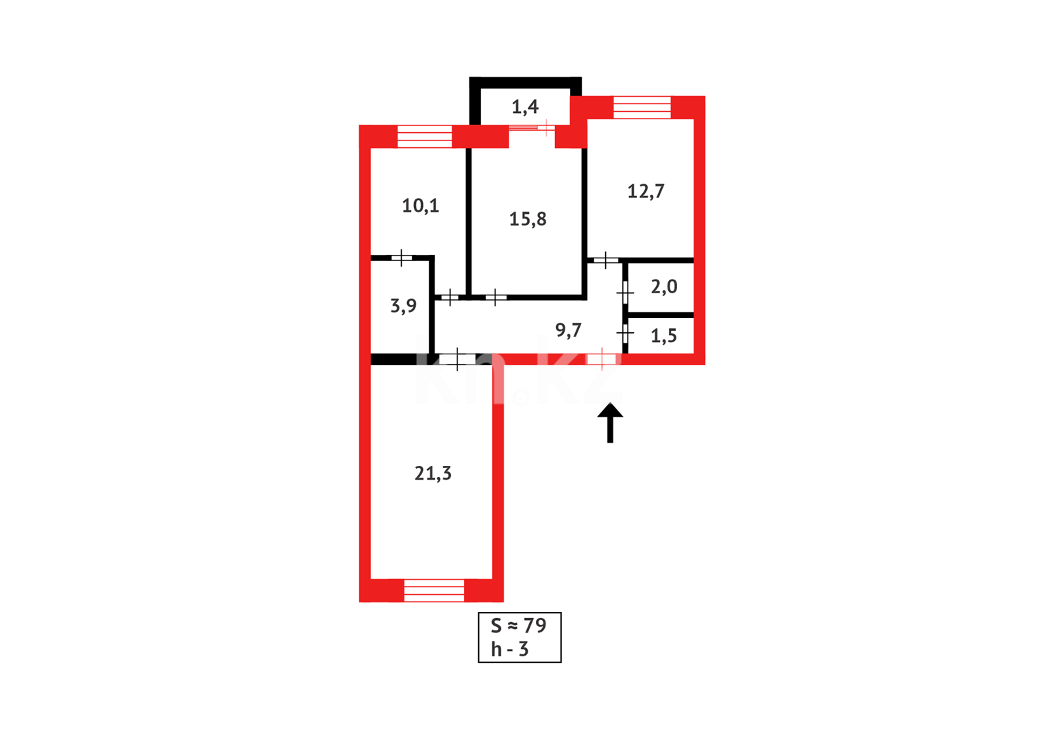 Продажа 3-комнатной квартиры, 79 м² в Караганде - фото 4