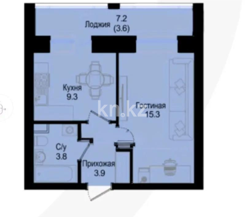 Продажа 1-комнатной квартиры, 35.9 м² в Астане