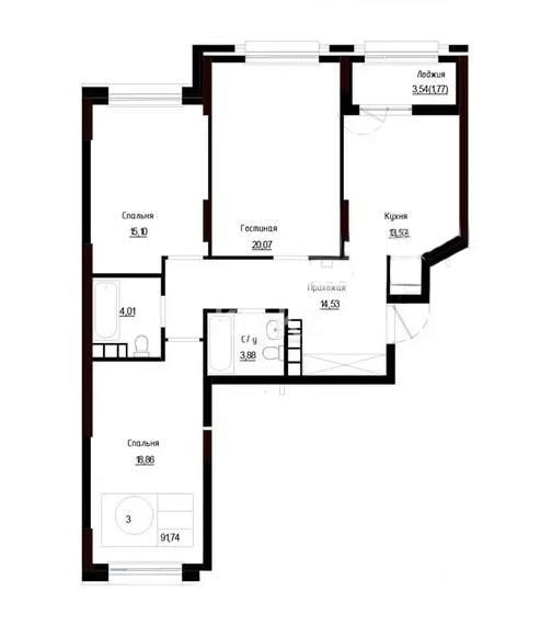 Продажа 3-комнатной квартиры, 92 м² в Астане