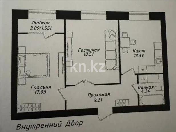 Продажа 2-комнатной квартиры, 60.1 м² в Астане