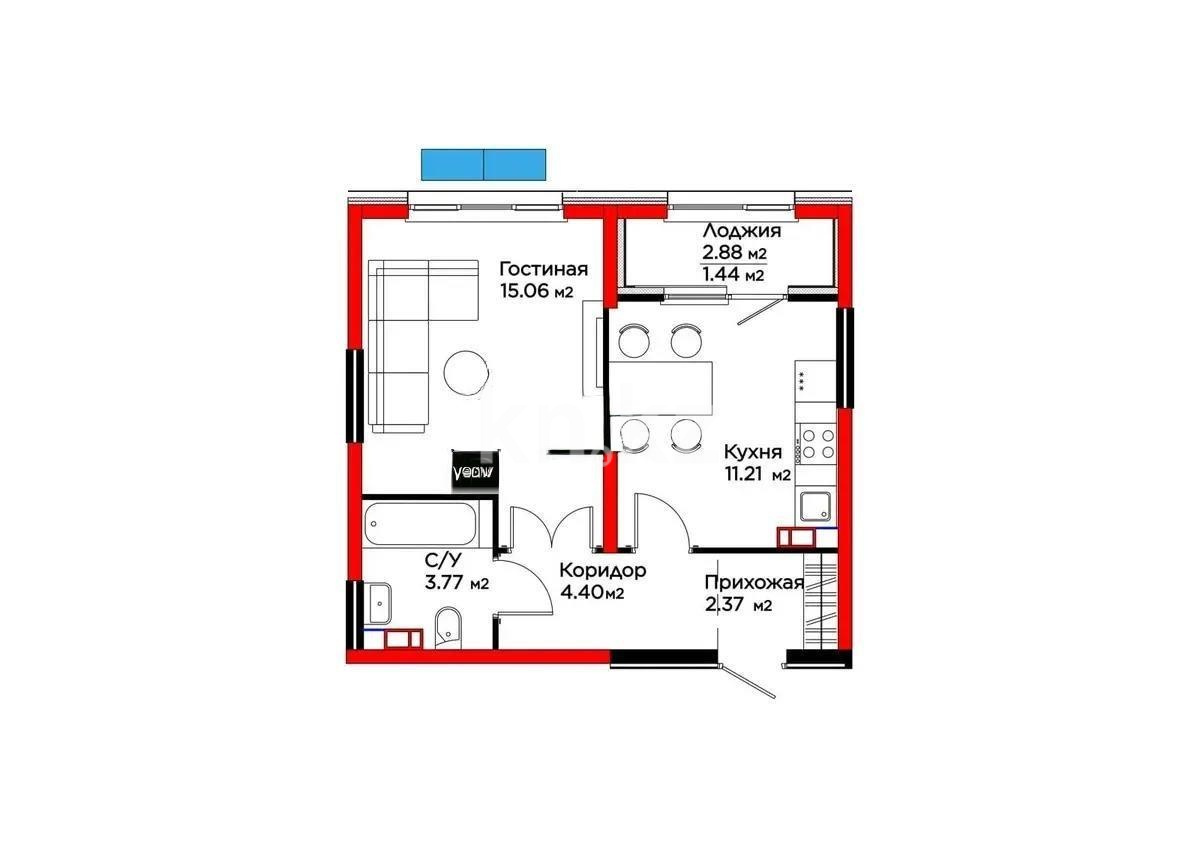 Продажа 1-комнатной квартиры, 38 м² в Алматы