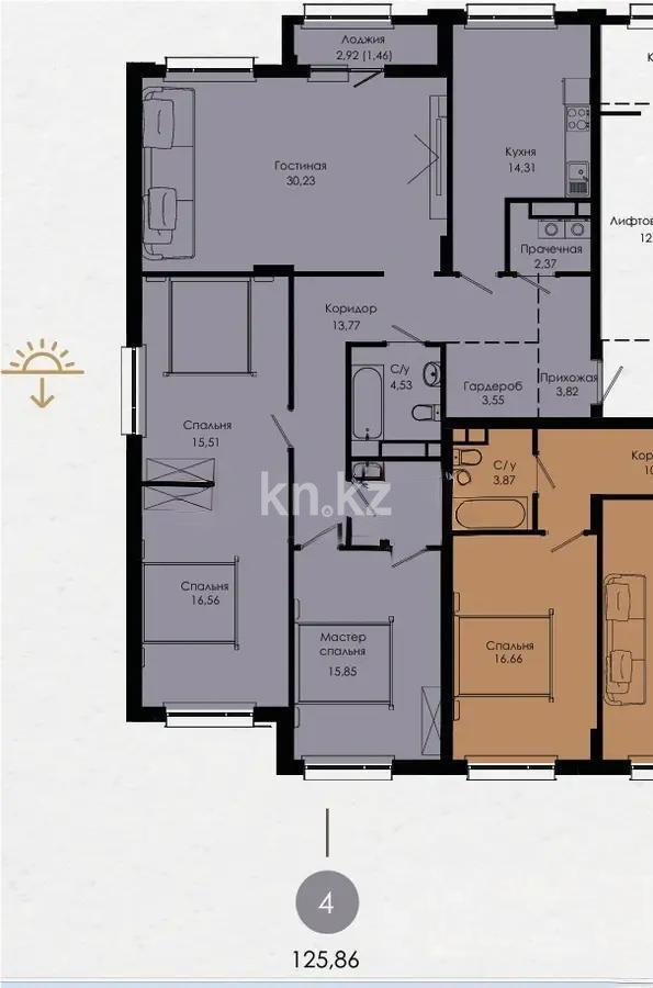 Продажа 4-комнатной квартиры, 126 м² в Астане