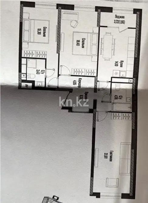 Продажа 3-комнатной квартиры, 90.5 м², ул. Бухар жырау, дом  12/2 в Астане