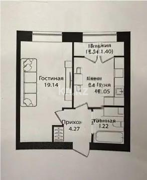 Продажа 1-комнатной квартиры, 39.8 м² в Астане
