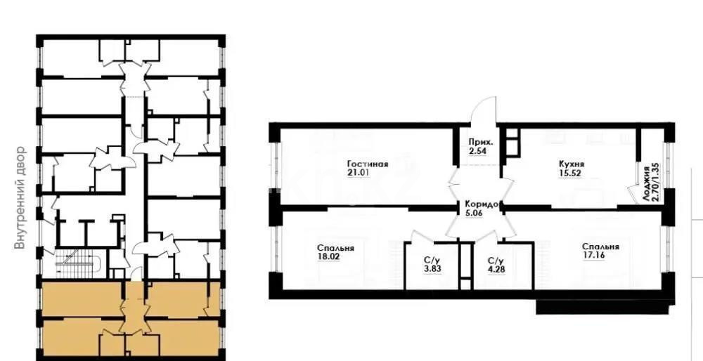 Продажа 3-комнатной квартиры, 90 м², ул. Толе би, дом  290/1 в Алматы